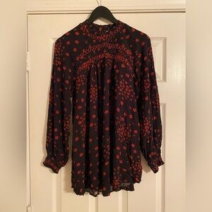 Free People Floral Black and Red Women's Top. Size Medium.